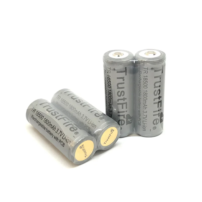 

TrustFire TR 18500 3.7V 1800mAh Lithium Protected with PCB board 18500 Rechargeable Battery with Point Head For e-cigarette