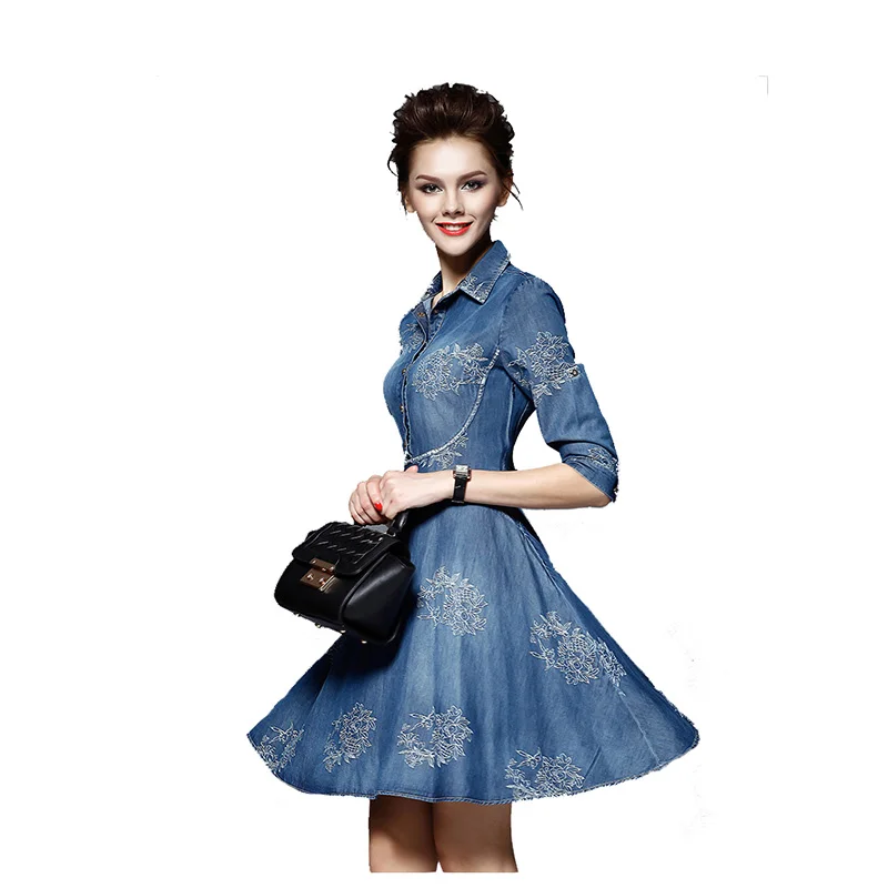 Плюс Размеры 5XL Летнее платье из джинсовой ткани женское платье с коротким рукавом синие джинсы платье Для женщин женские Повседневная обувь, обувь для вечеринок YAGENZ A18