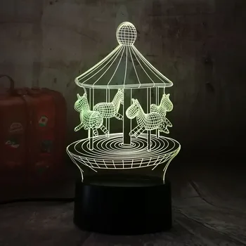 

NEW Romantic Merry-go-round 3D LED 7 Color Change Table Lamp Night Light Bedroon Decor Novelty Lustre Holiday Girlfriend lamp