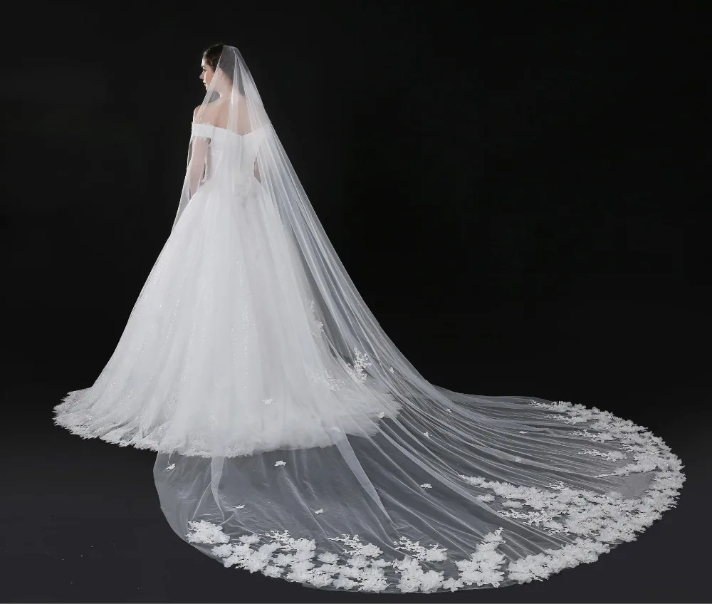 2018-cathedral-veil-for-wedding-dress-bridal-gown-3d-flowers-soft-tulle-white-ivory-tulle-one-layer-with-comb-5-meters-in-stock (1)
