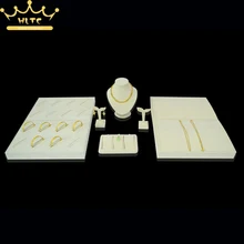 Бежевый бархатный Комплект полок для демонстрации ювелирных изделий, витрина для браслета, цепочки, ожерелья, подставка для ювелирных изделий, держатель 100*50*20 см