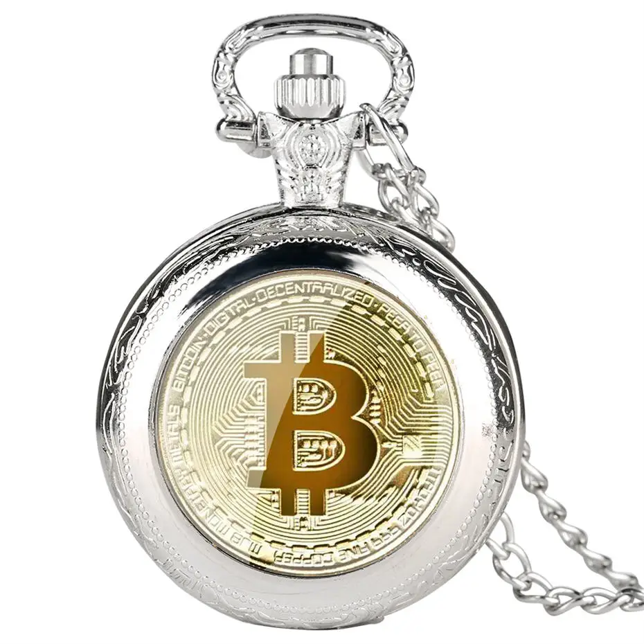 Buy Bit Coin Image Quartz Pocket Watch Men Necklace