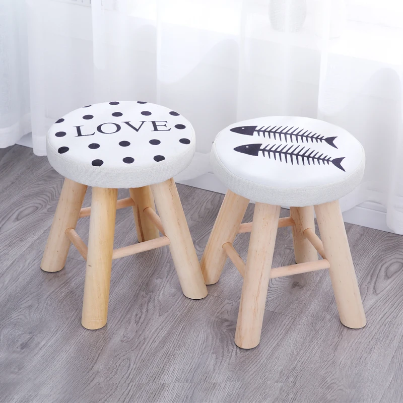 Us 47 59 Cloth Stools Fashion Household Living Room Round Benches Wooden Small Sofa Chairs Bench Minimalist Modern Nordic Chair In Stools Ottomans