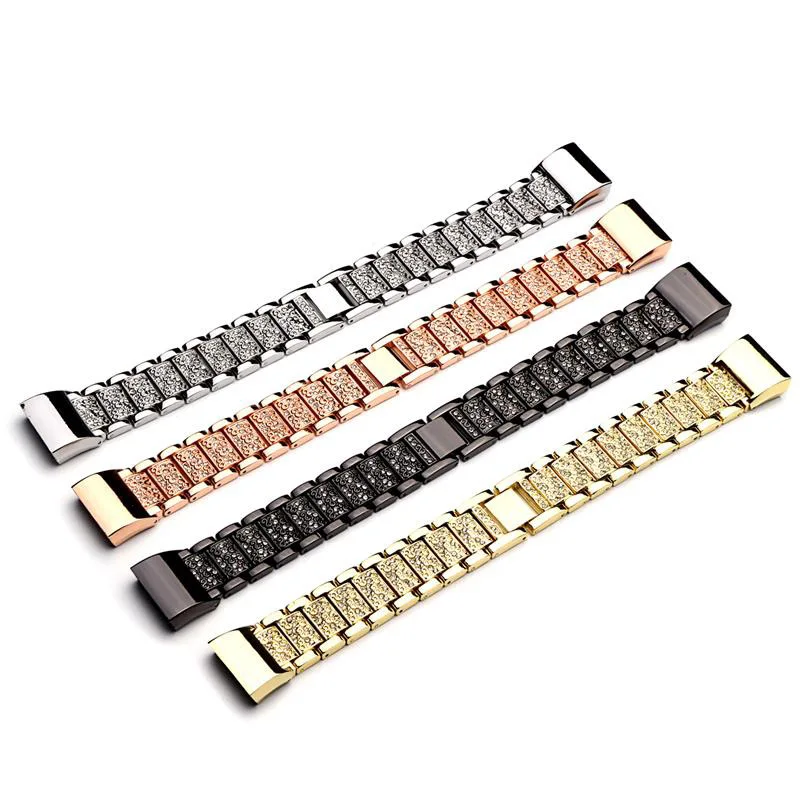 

Replacement Metal Bands with Rhinestone Bling Adjustable Bracelet Strap for Fitbit Charge 2 LL@17