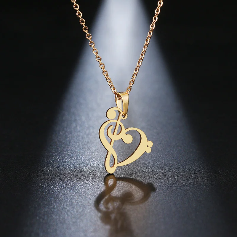 

DOTIFI Stainless Steel Necklace Music Symbol Heart Of Treble And Bass Clefs Infinity Love Charm Pendant Necklaces Unisex Jewelry
