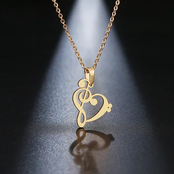 

DOTIFI Stainless Steel Necklace Music Symbol Heart Of Treble And Bass Clefs Infinity Love Charm Pendant Necklaces Unisex Jewelry