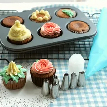 6 шт. наборы насадок из нержавеющей стали FHEAL силиконовая глазурь трубопровод Крем кондитерский мешок с украшение торта жаропрочная посуда