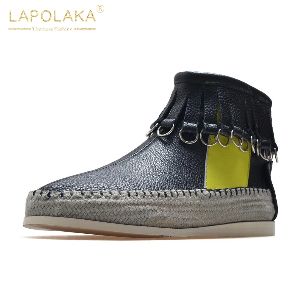 

Lapolaka Genuine Leather Large Size 33-43 Cow Leather Brand New Women Shoes Boots Women Ankle Boots Shoes Woman
