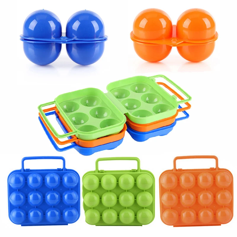 

2/6/12 Slots Random Color Storage Box Portable Folding Eggs Box Plastic Box Eggs Storage Organizer Useful Food Container #73