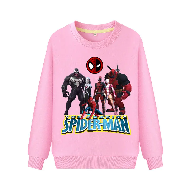 Girl Autumn Spring Cute Pink Hoodies Costume Children Cartoon Spiderman Print Sweatshirts Clothing Kids Boys Casual Hoodie WK130 (5)