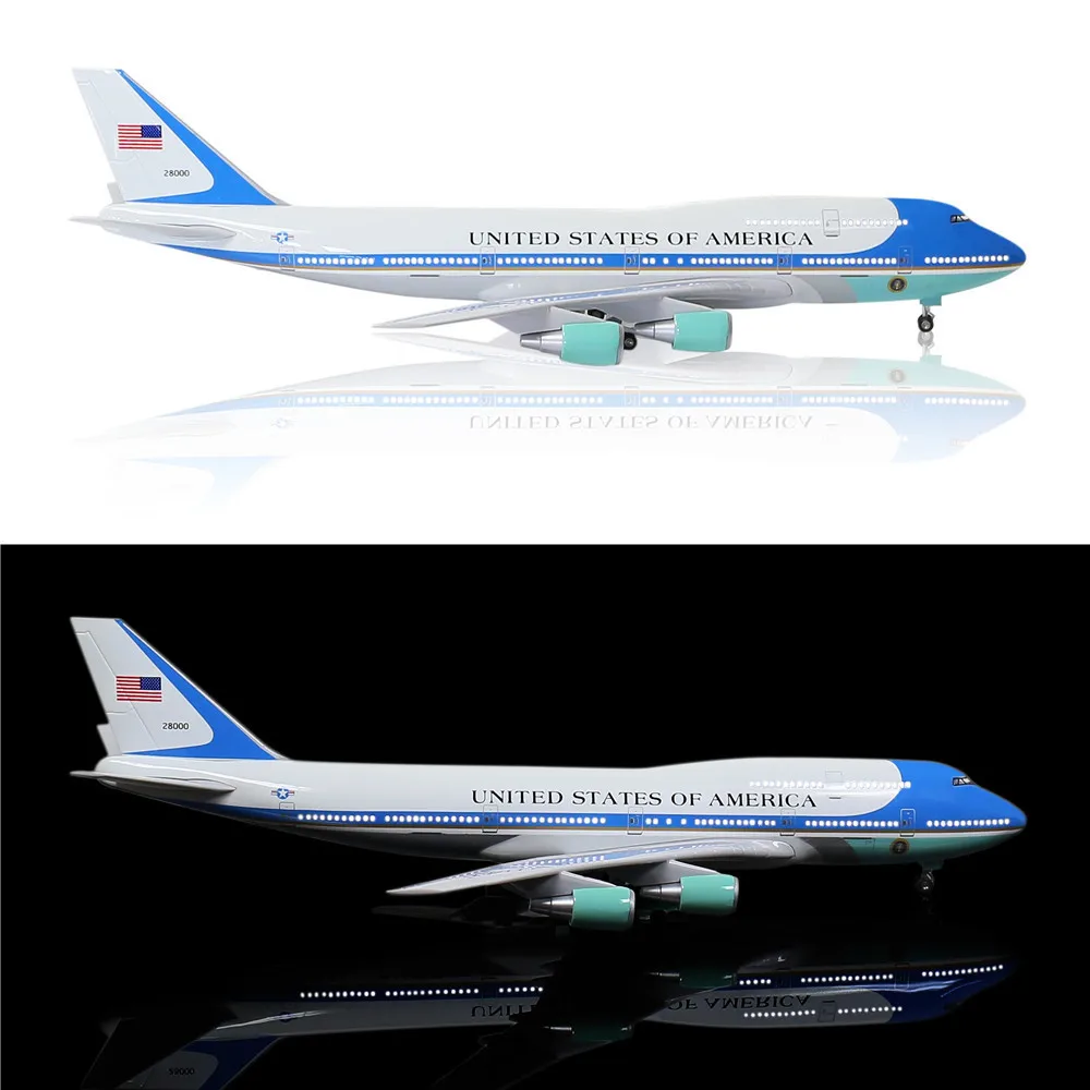 46 см 1:130 литья под давлением модель самолета airforceone Аэробус B747 с светодиодный свет(сенсорный экран или звук Управление) самолет для украшения или подарка