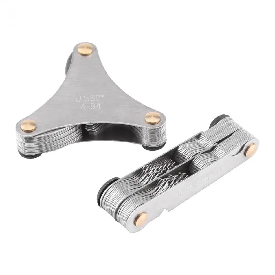 

51/52Pcs Stainless Steel Thread Measuring Gage Metric/Imperial 60/55 Degree Screw Pitch Cutting woodworking Carpenter Tools