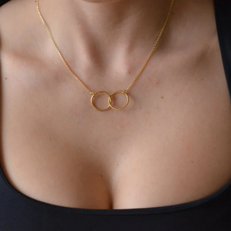 

Karma Double Circle Necklace Two Circles Necklace Infinity Karma Jewelry XL013