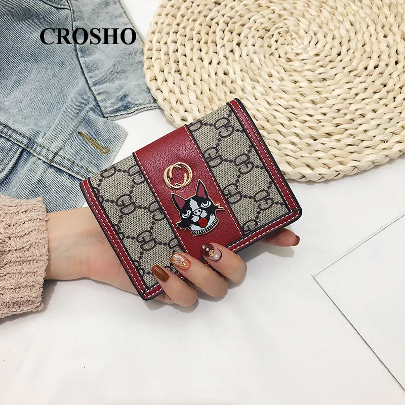 

CROSHO Retro Simplicity Small Purse Women's Short Style Fashion Card Mini Pocket Pocket with Buckle Fold Letter