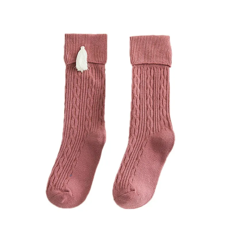 Детские носки для девочек и мальчиков, однотонные носки для малышей, хлопковые детские футбольные носки, зимние