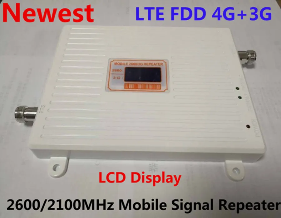 

LCD Dual Band 3G WCDMA 2100MHz + 4G 2600MHz Signal Booster Gain 70dB Cellphone Repeater Amplifier LTE mobile signal amplifier