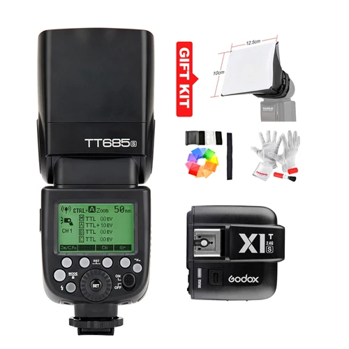 Godox TT685S GN60 ttl вспышка светильник Speedlite 230 Полная мощность Авто/Ручное Масштабирование для sony DSLR камер A77II A7RII A7R A58 A99 - Цвет: TT685S with X1T S