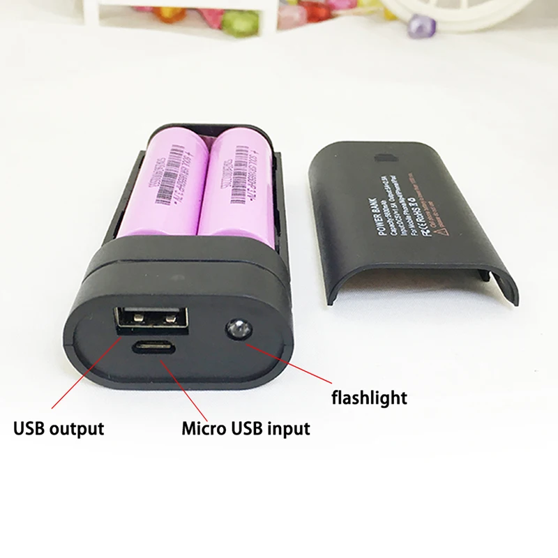 Внешний аккумулятор USB 2x18650 корпус чехол зарядное устройство держатель с