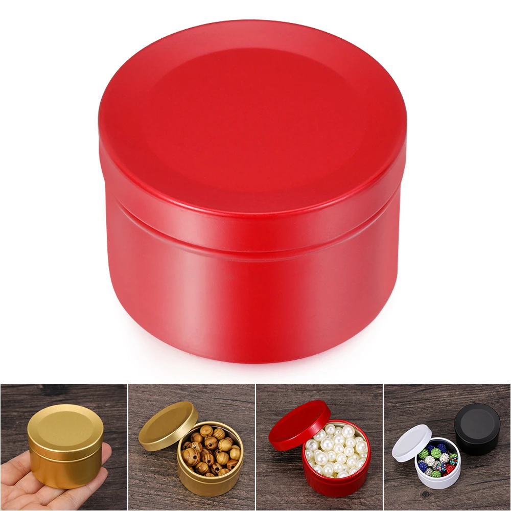 

New Mini Tin Tea Candy Biscuits Cookie Storage Box Round Metal Case Wedding Party Organizer Container 50ml Oil Wax Box Bottles