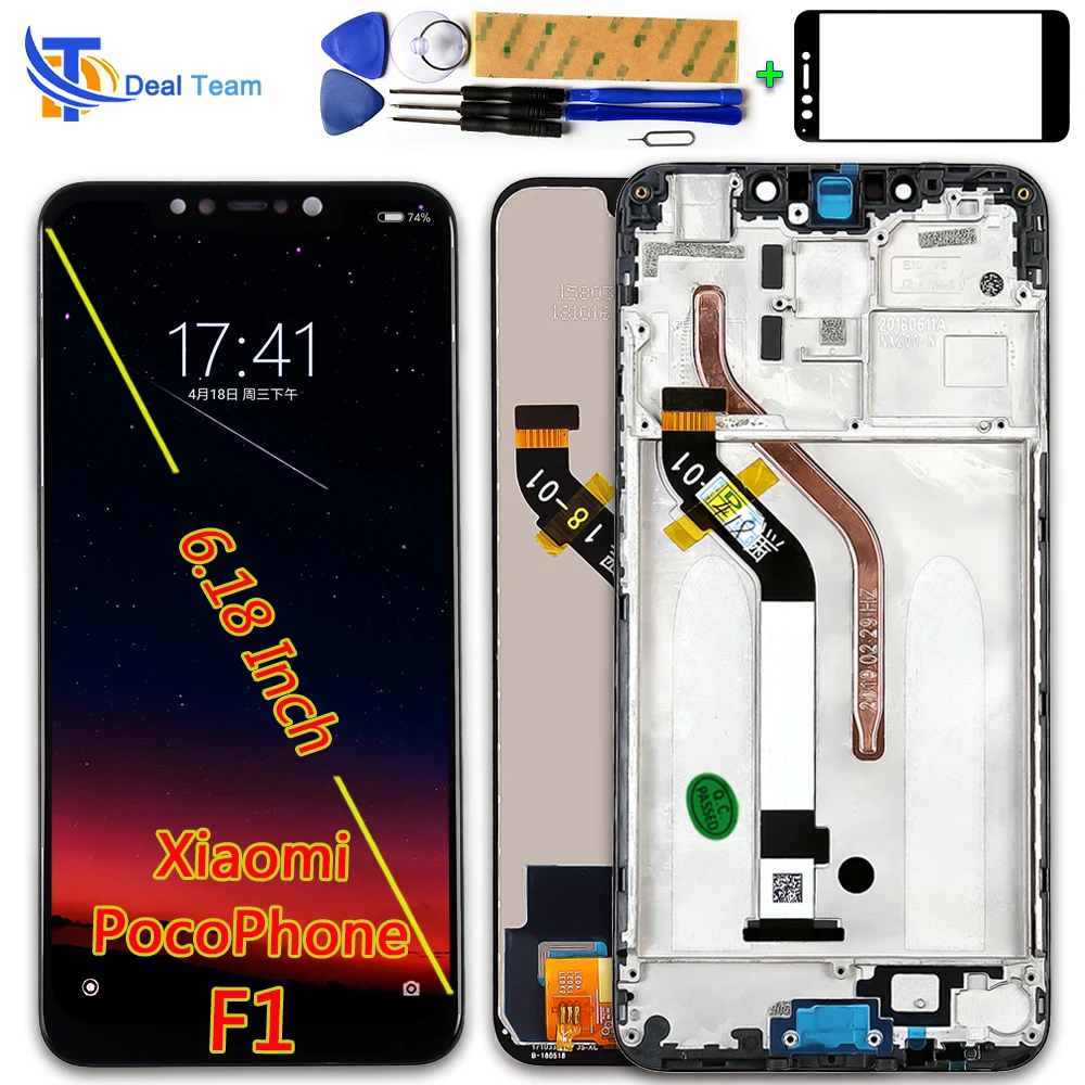 

AAA LCD Display For Xiaomi poco F1 6.18 inch Touch Screen Digitizer Assembly Oleophobic Coating and 10 touchs Frame Gift