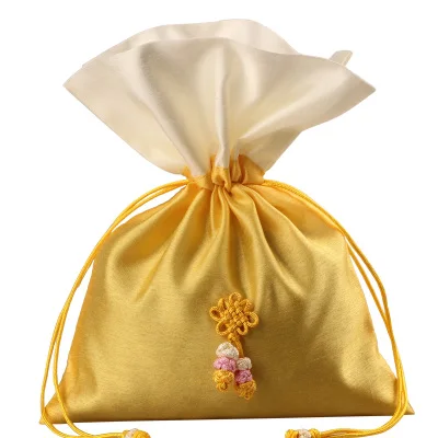 

Patchwork Organza Chinese knot Craft Gift Bag Drawstring Silk Fabric Tea Candy Packaging Pouch Lavender Storage Pocket Sachet