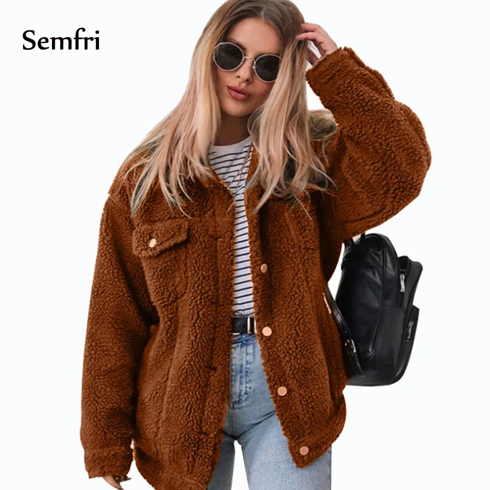 Semfri куртка женская зимняя меховая chaqueta mujer модное свободное негабаритное пальто элегантная повседневная верхняя одежда на молнии драпированная куртка с карманами