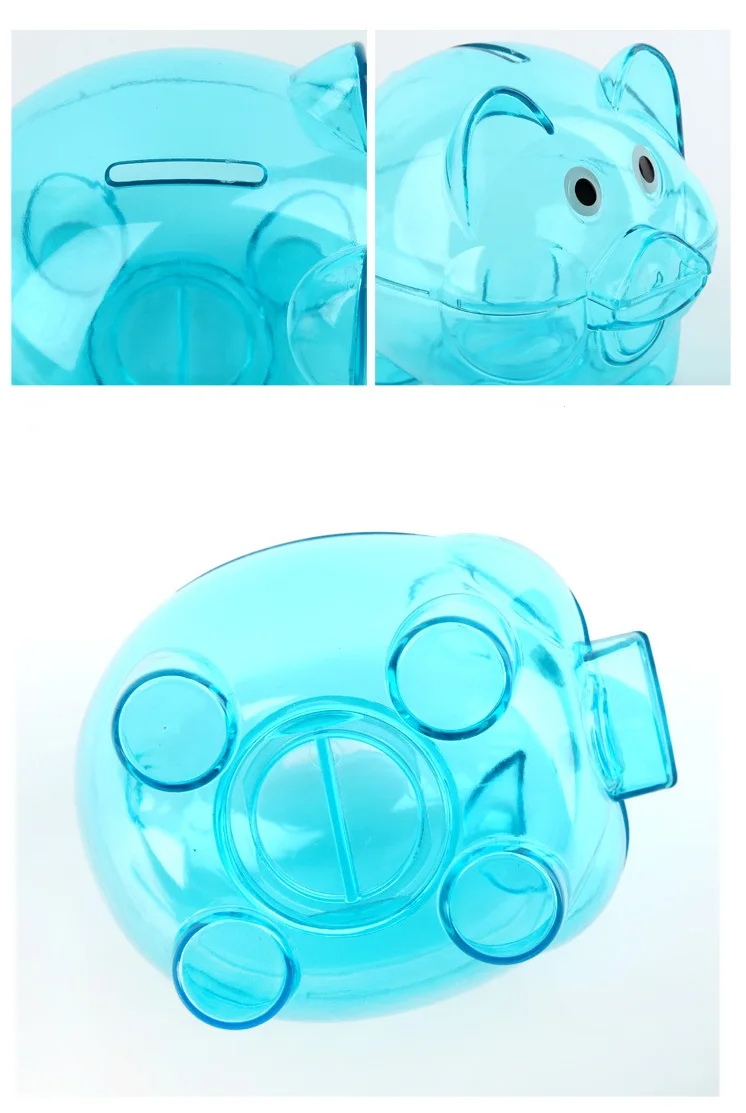 Пластиковый прозрачный каваи мультфильм свинья в форме копилка для экономии денег чехол монеты игрушечная копилка для детей Случайная