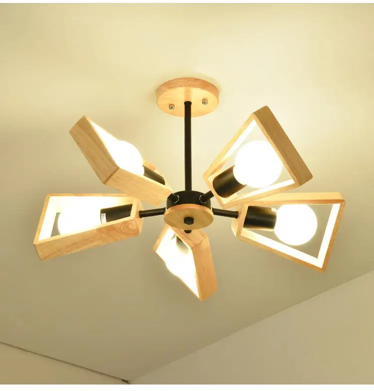 Us 165 0 Nordic New Chandelier Solid Wood Restaurant Japanese Minimalist Modern Study Bedroom Log Ceiling Lamp Creative Lamps Mz144 In Pendant