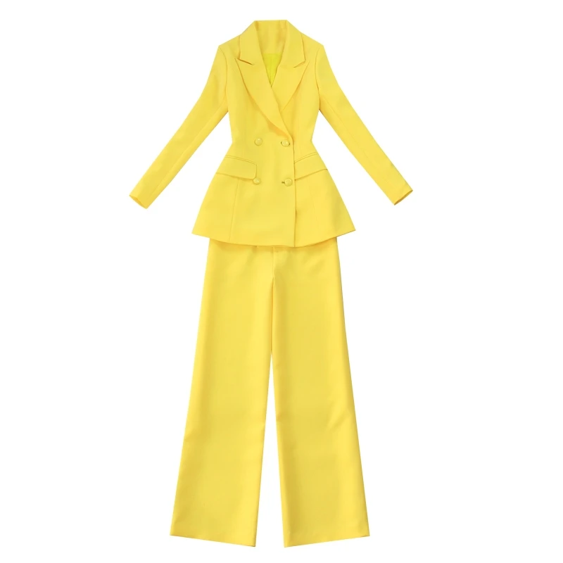 Professional set women pant suits 2018 autumn temperament fashion Office Lady long sleeve blazer with pants plus size work wear