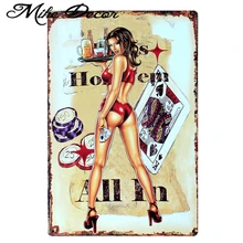 [Mike86] казино Lady Lucky металлические знаки художественный Настенный декор дома кафе ресторан ретро-плакаты B-34 заказ смешивания 20*30 см