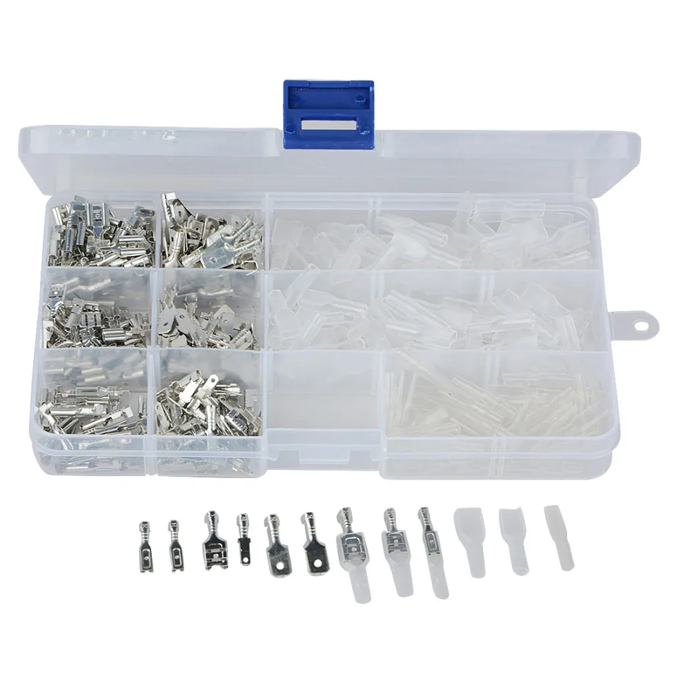 

270Pcs Female & Male Spade Connectors Assortment Set Insulated Electrical Wire Crimp Terminals Set 2.8mm 4.8mm 6.3mm