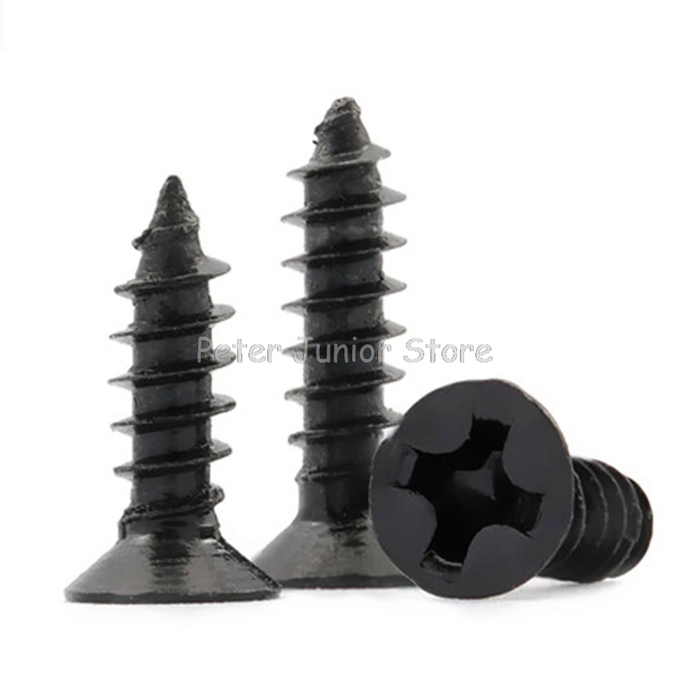 

100Pcs Black Self-tapping Screws M1.4 M1.7 M2 M2.3 M2.6 Countersunk Flat Head Electronic Small Screws GMN