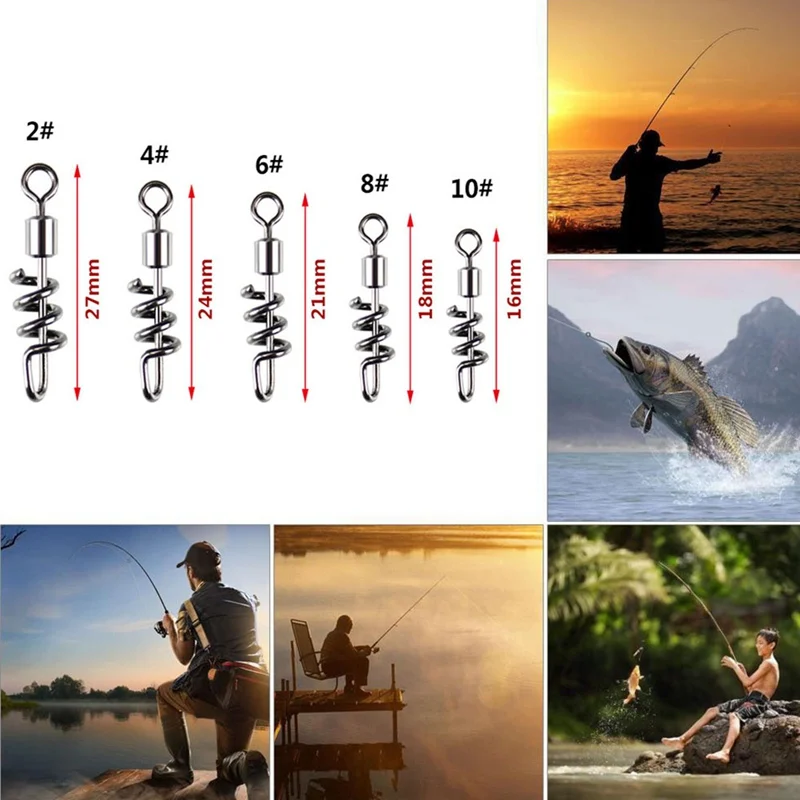 

20pcs/set Fishing (Swivels) With Screwed Snap Quick Connector Copper Stainless Steel 8 Shaped Connector Corkscrew Swirl Fishing