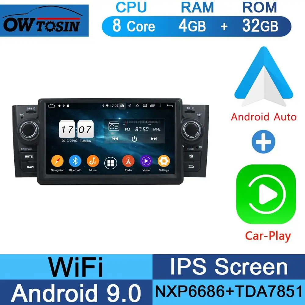 " ips 8 ядерный 1024*600 4G+ 64G Android 9,0 автомобильный dvd-плеер для Fiat LINEA 2007 2008 2009 2000 2010 2011 2012 2013 CarPlay Parrot BT - Цвет: 32G CarPlay Android