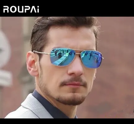 

ROUPAI sunglasses men vintage Polarized brand designer high quality fashion uv400 black green sun glasses driving night vision