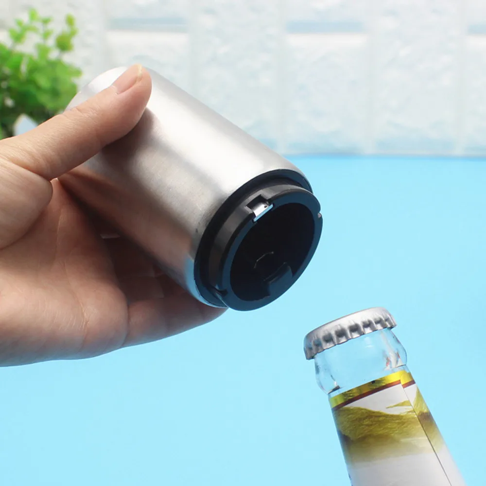 

Stainless Steel Bottle Opener Automatic Push Down Soda Beer Bar Cap Opening Too