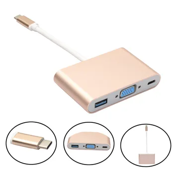 

USB 3.1 Hub Type-C to VGA/USB3.0/Type C Adapter - Gold