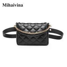 Mihaivina Women Waist Bag Fashion Female Waist Belt Chain Bags Money Fanny Pack PU Leather Waist