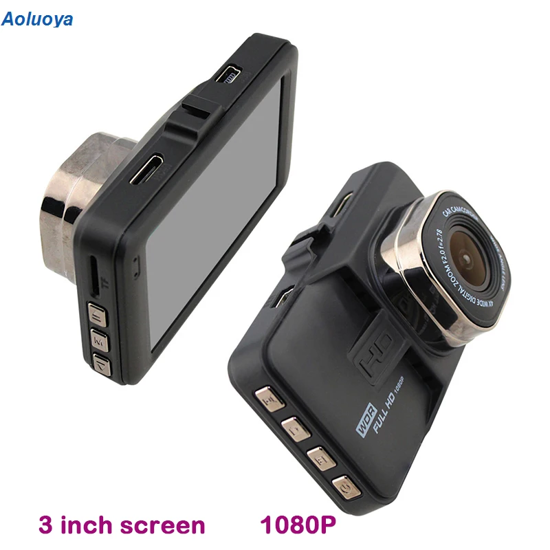 Aoluoya 170 градусов универсальная DVR камера Dash Cam Full HD 1080P камера 3,0 дюймов с двумя объективами фронтальная и тыловая камера видео запись