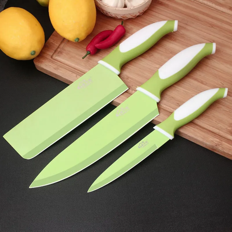 MIKALA Stainless Steel Kitchen Non stick Knife 3 Pcs Set Vegetable Meat