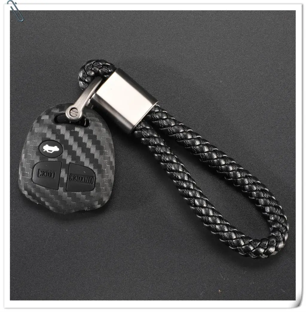 Keyforkess custodia protettiva in Silicone per chiave protettiva per auto custodia in carbonio per Mitsubishi Outlander Colt LANCER Grandis Pajero treccia portachiavi - HTB10EQSaLWG3KVjSZPcq6zkbXXaJ