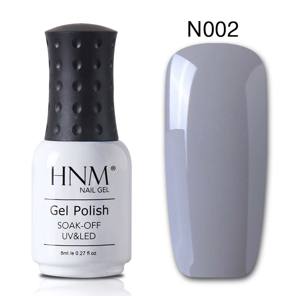 HNM 8 мл Гель-лак для ногтей фиолетового цвета замачиваемый УФ светодиодный Гель-лак для ногтей Полупостоянный для дизайна ногтей Гибридный Гель-лак базовое верхнее покрытие - Цвет: gray 002