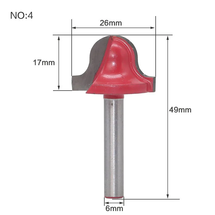 1pc6mm хвостовик древесины фрезы прямой концевой фрезы триммер очистки заподлицо отделка угловая круглая бухта коробка биты инструменты - Длина режущей кромки: NO4