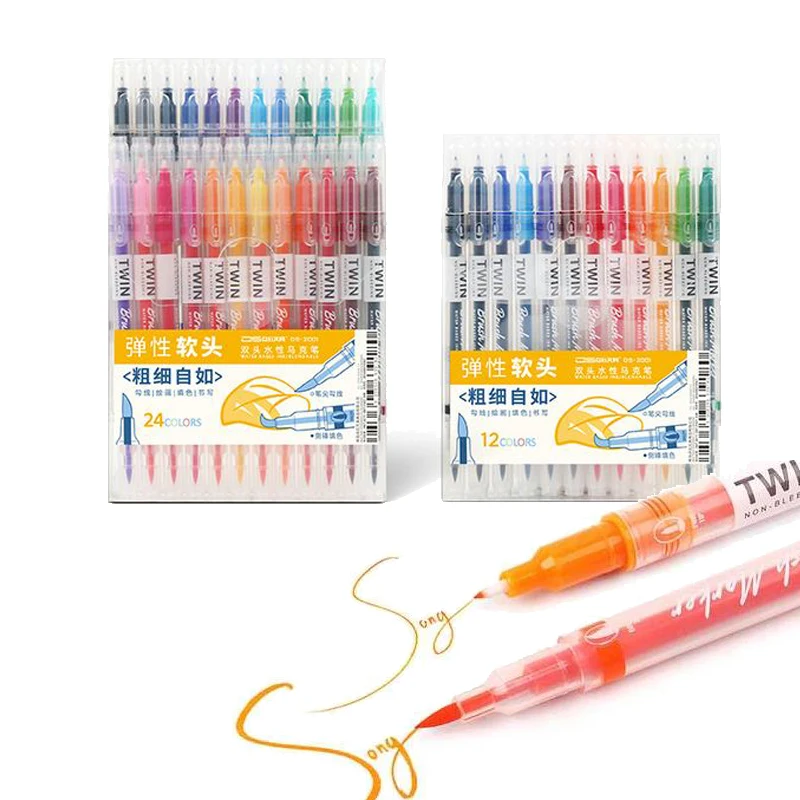 

12/24/36Color Set Art Brush Pen Calligraphy Pen FineLiner Water Color Marker Pens For Drawing Painting School Art Supplies