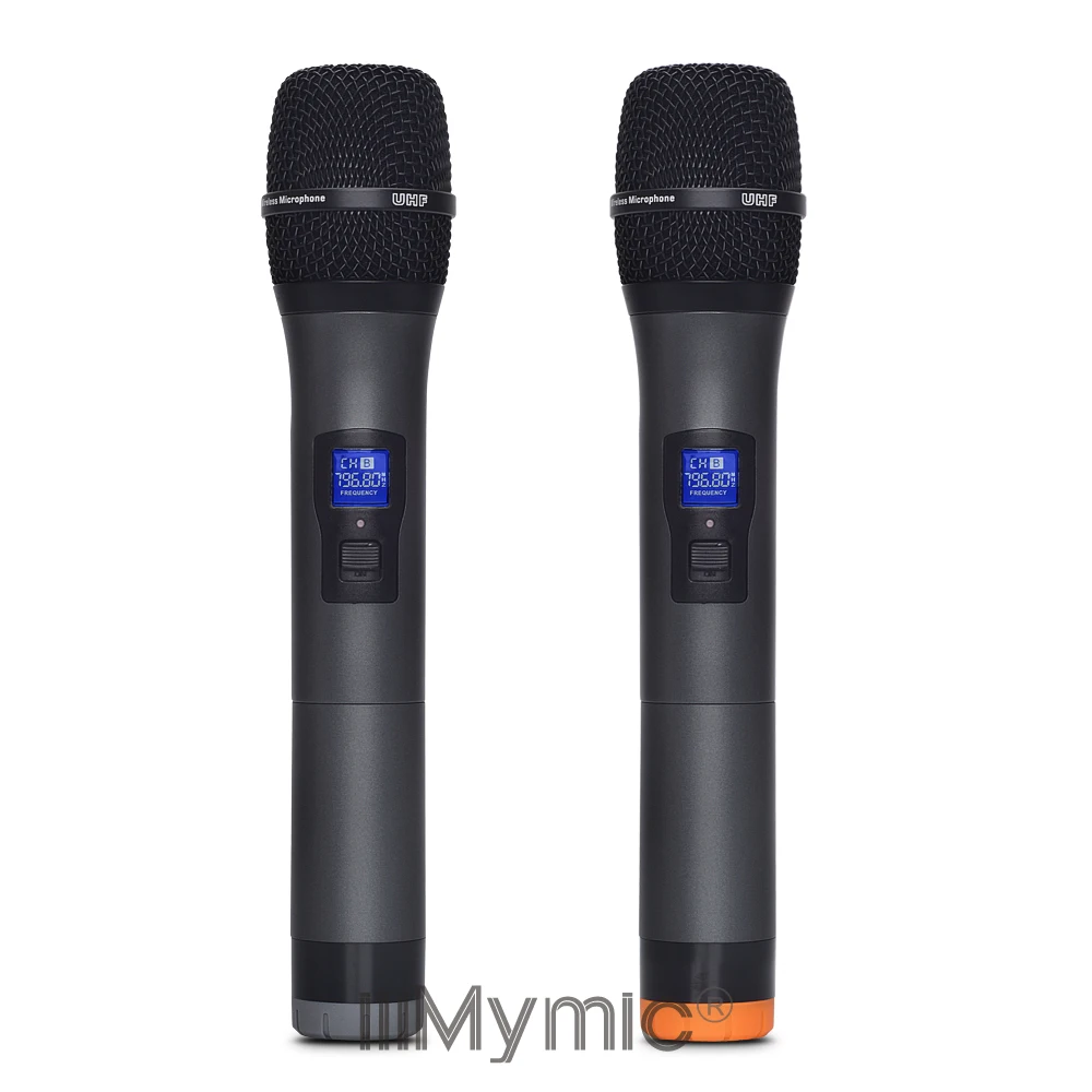 IiiMymic IU-602 UHF 2 металлический ручной микрофон двухканальный передатчик Профессиональный длинный диапазон беспроводной микрофон для караоке