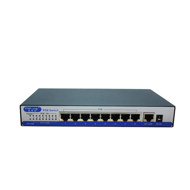 

H9 port gigabit poe switch 100/1000Mbps IEEE802.3af/at active POE 8 port 50v2.3a for 8pcs 1080P 2MP 3MP 4MP 5MP 6MP HD ip camera