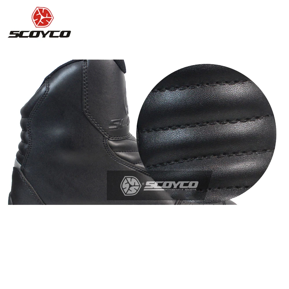 Botas de motocicleta SCOYCO de carreras de cuero a prueba de agua Motocross Botas de motociclista corto de velocidad de carretera Botas profesionales MBT011W Botas de motocicleta SCOYCO de carreras de cuero a prueba de agua Motocross Botas de motociclista corto de velocidad de carretera Botas profesionales MBT011W