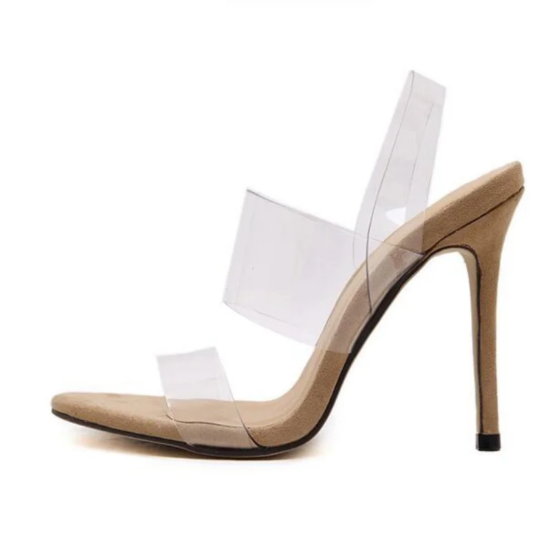 

Summer New Fashion Womens Peep Toe High Heels Shoes Vogue Ladies PVC Jelly Sandals For Woman Beach Sandal Shoes Plus Size