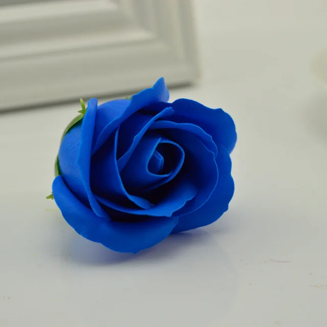 5Pcs 5x6cm Cheap Soap Rose Head Romantic Wedding Valentine's Day Gift Decoration Family Banquet Clip Art Artificial Flowers Royal blue