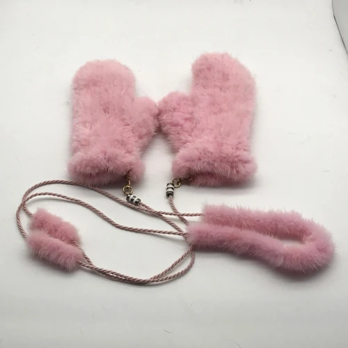 Роскошные зимние перчатки из натурального меха норки, женские вязаные перчатки из натурального меха норки, Хорошие эластичные варежки из меха норки для девочек - Цвет: PINK